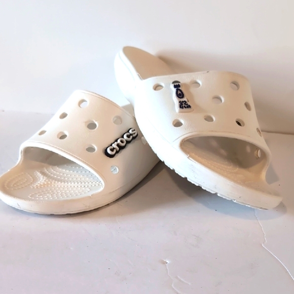 CROCS Women's White Slide Sandals - Picture 1 of 10